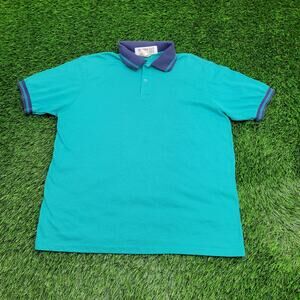 Vintage 90s LL-Bean Preppy Mesh Polo Shirt M/L 22x25 Blue USA